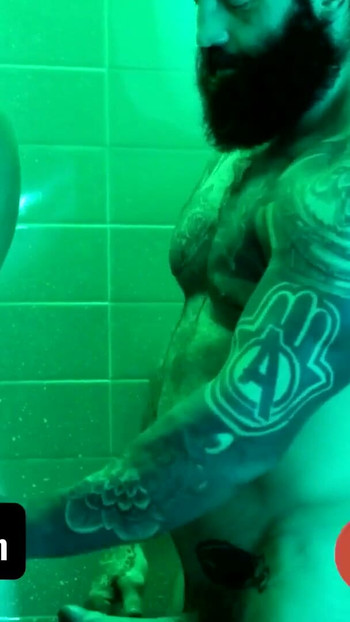 Epic moment from "DadCreep - Muscular Bear Stepdad Bangs His Hot Stepson In The Shower - Alex Montenegro, Markus Kage"
