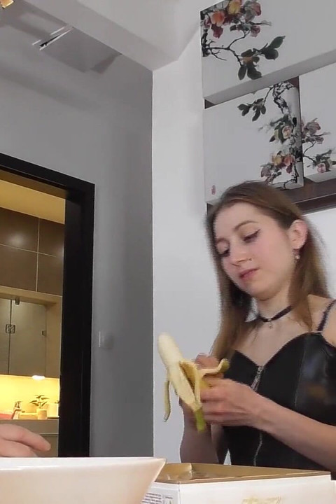 Disgusting Slave Eats Spitted Food by Two Gorgeous Mistresses