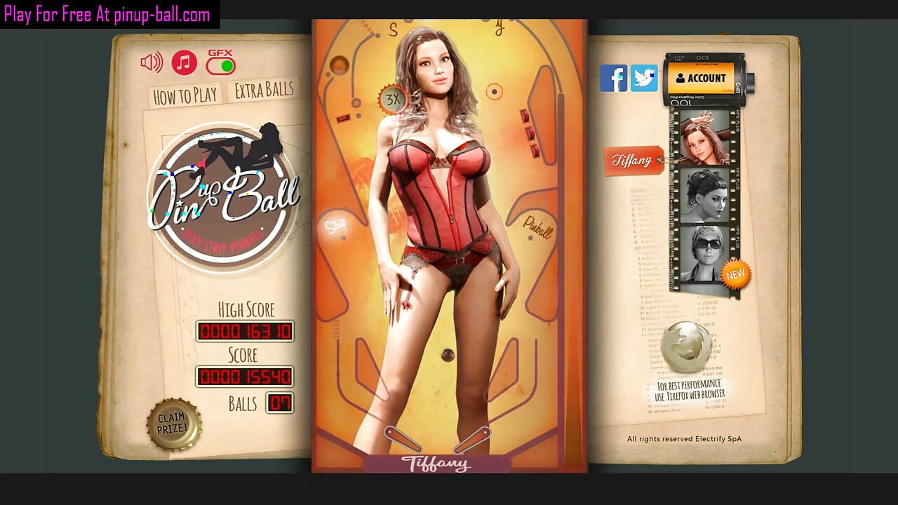 Pinup ball, strip-tease sexy, flipper