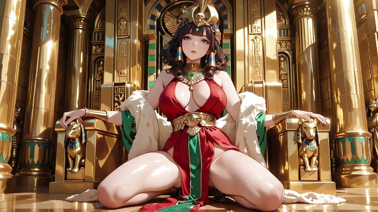 그녀의 황금 왕좌에 있는 빨간색과 녹색 여신 라운지, 태양이 흠뻑 젖은 침실 바이브, 마음을 녹이는 맨발의 시선