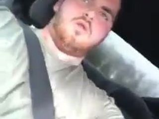 Lad cums while driving, hits himself in the face