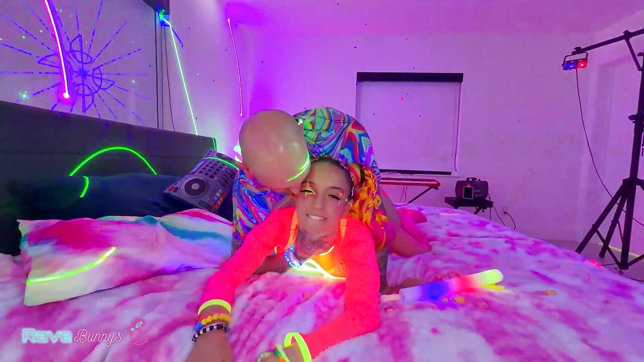 Sasha Tatcha and Madison Steele Shine in Body Paint for a Neon Threeway