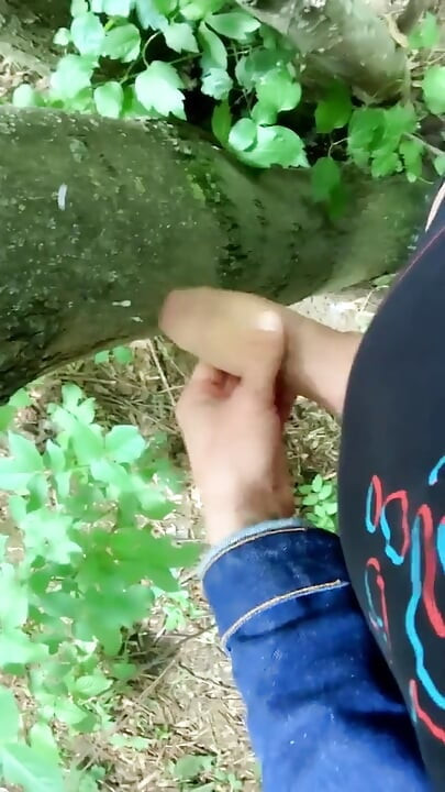 Solo Jerk off in Blue Jeans Jacket Outdoor