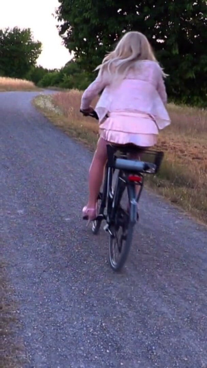 Daring Biking In Mini Skirts & Nylon Stockings | Clip 2