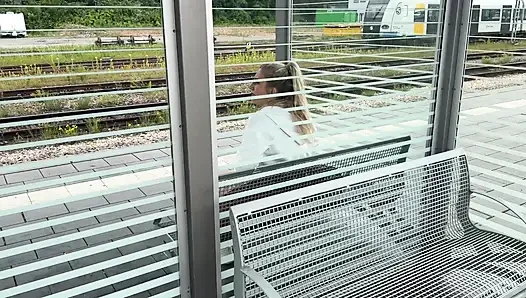Horny slut makes it on the train track