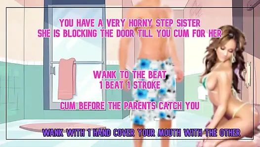 AUDIO ONLY - Your horny Step Sister wont let you leave the restroom till you cum for her