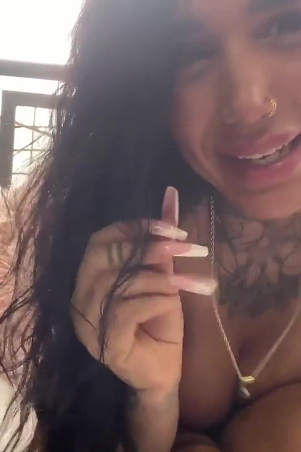 Busty Tattooed MILF Extreme Squirt on Morning Main Street Balcony