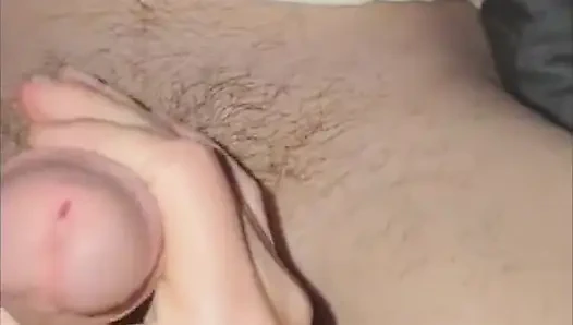 Milking the pre cum out of his hard cock