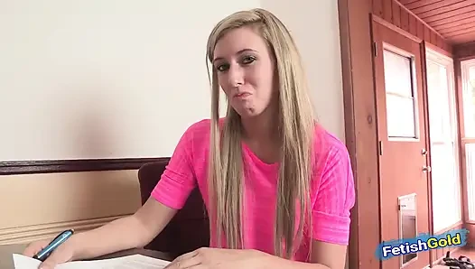 Skinny blonde fucks at casting to get into the porn industry