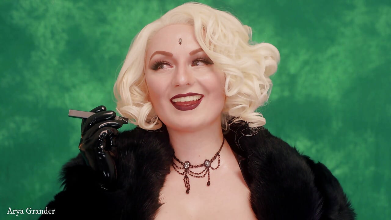 Fur fetish and smoking: latex mistress fem dom pov enjoys JOI game