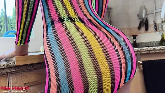 Stepsister eating a banana in my kitchen, I shouldn’t have walked in