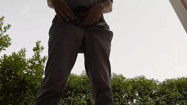 Hot guy jerks off outside