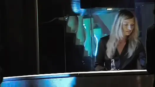 2 Sluts Share an Italian Cock in a Nightclub Among the People