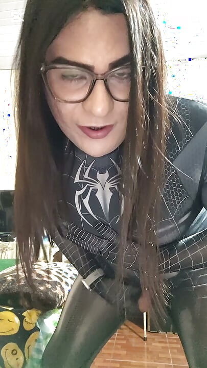 Bitch with her Spiderman Venom cosplay