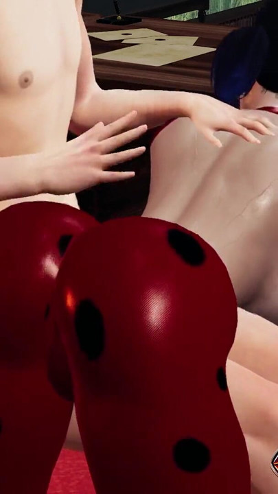 Ladybug in Rule34 Hentai Ass Spanking and Whipping While Dressed in Leather Suit, Wet Sitting Pussy | Clip 1