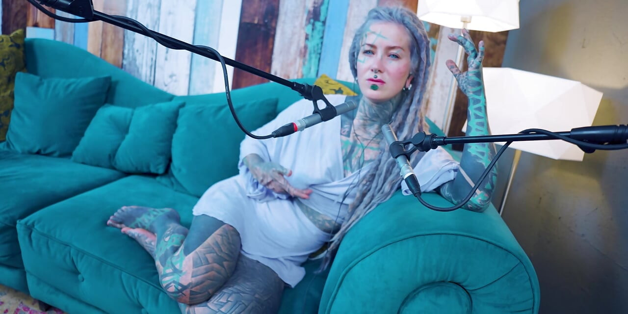 I talk about O - Overcome - ASMR podcast SFW talking goth skinny girl dreadlocks tattoo model inked girl