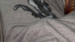 9 shots of cum on grey sweats