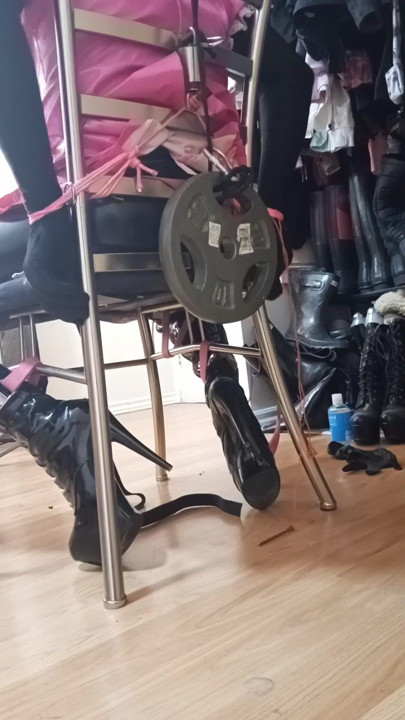 Sissy Maid Chair Self Bondage | Clip 1
