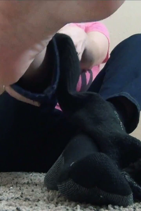 Toe Jam Toes Black Sock Fuzz Foot Licking for Foot Slave