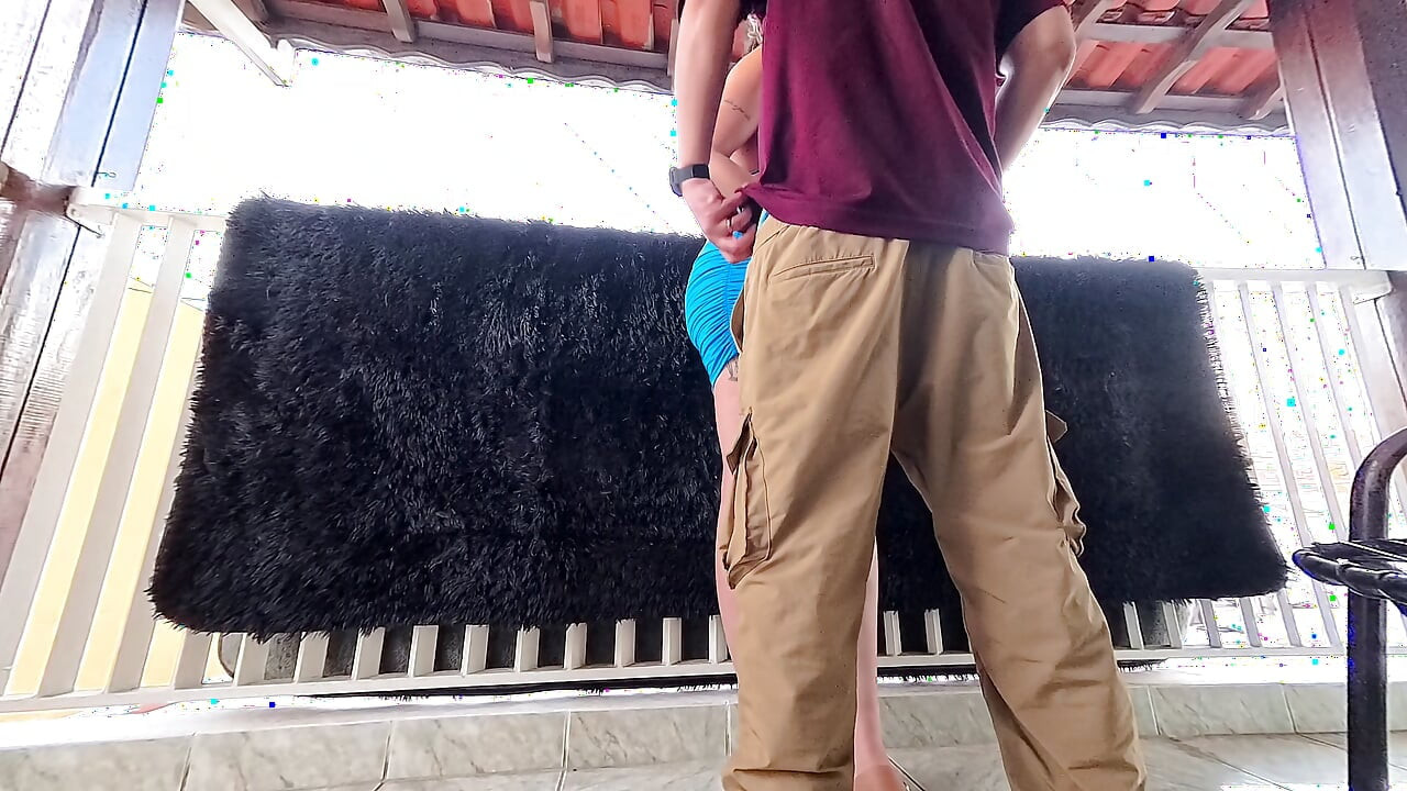 A post-party encounter ends with a creampie on the balcony.
