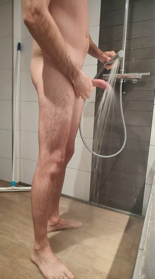 Uncut teen boy cumming in the shower | Clip 1