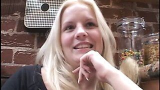 Excellent experienced blond whore stuffs mouth full of hard dick