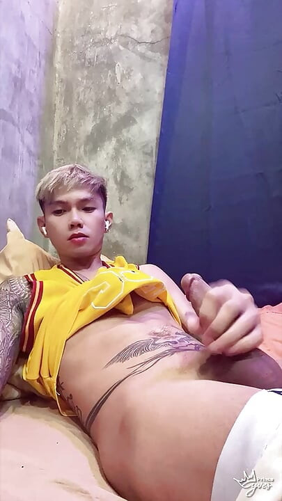 Asian Inked Boy Jerking His Cock Until He Cums