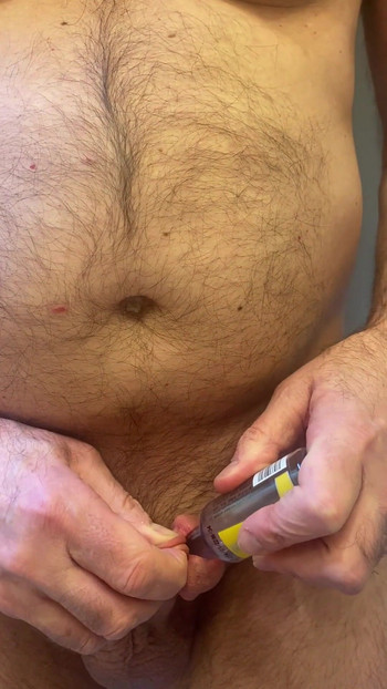 Epic moment from "Sounding with a little bottle inside my peehole"
