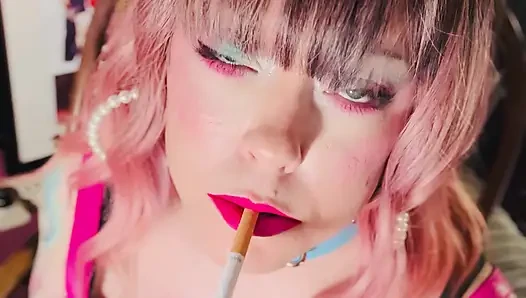 Tina Snua Is Stunning In Pink Leather & Chain Smoking - BBW OMI OME Snap Inhales Drifting Smoke
