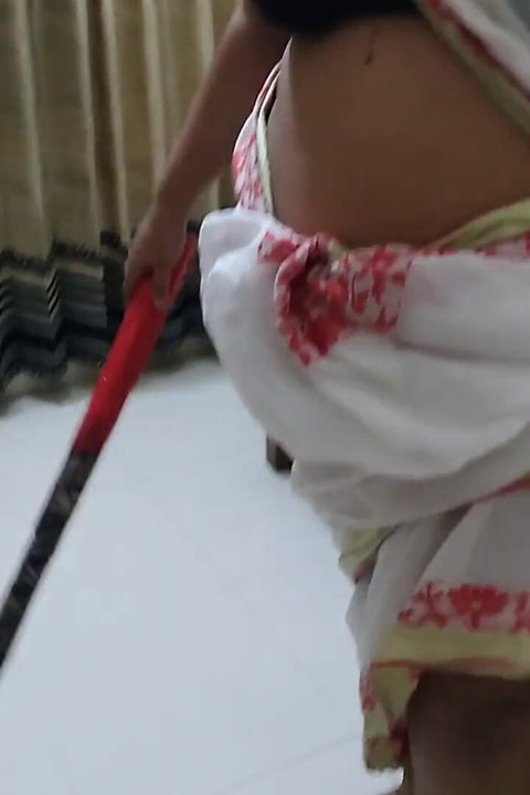 45 Year Old Beautiful Maid Fucked by Stepson While Sweeping the House - Maid Enjoys Fucking