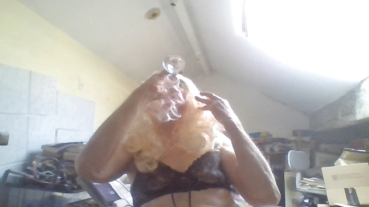 Daddy Bob's slag Sarah degrades herself for her Master, smokes, wanks to cum shot, drinks own piss