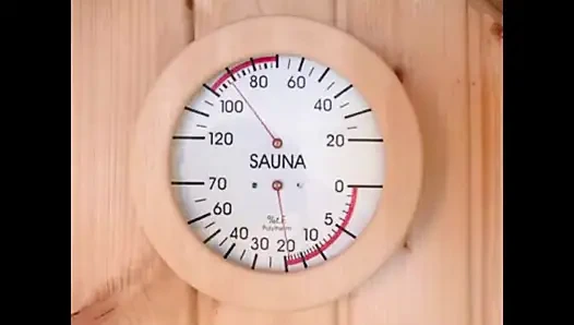 Foiled old cuckold hubby cum made eating in sauna!