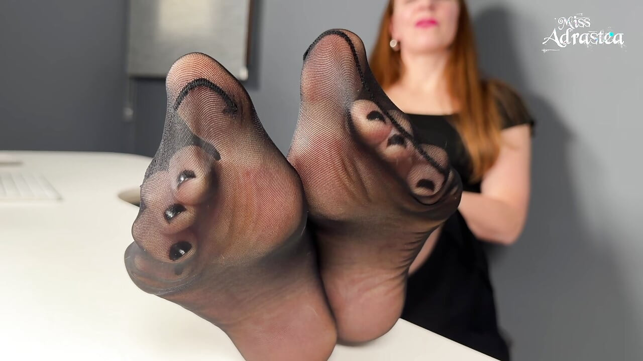 The More You Sniff the Weaker You Get! - Pantyhose Domination with Foot Worship and Jerk off Instruction with Miss Adrastea