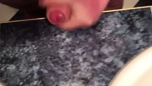 Horny Holiday Jerk Off With Cumshot on Sink Top