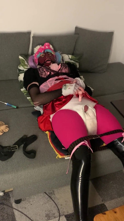 Jaw-dropping moment from "Gagged Sissy in chasity diaper self bondage vibrator orgasm"