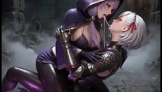 Hentai Magierin und Ritter kommen vom sex Dungeon nach hause
