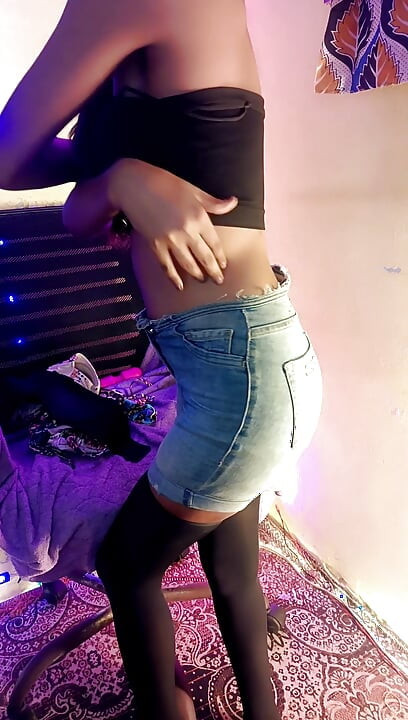 Role play bra presenting show in video call deal