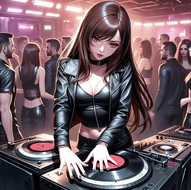 애니메이션 섹시한 DJ 신스웨이브 레트로 웨이브 일렉트로 AI