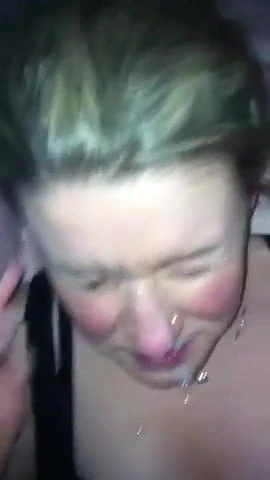 Cute blonde girlfriend takes the cum on her face