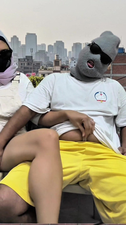 Hijab Muslim Big ask me to touch &amp; play her Pussy when she was in Balcony outdoor Sex | Clip 1