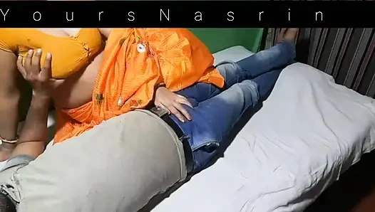 Indisch, neues, verheiratetes, heißes bhabi wurde mit ihrem ehemann in sharee gefickt