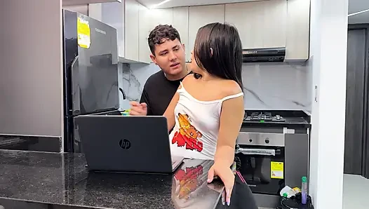 My stepsister wants to suck my huge cock while we make food