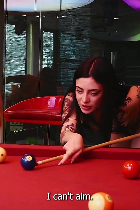 Two Horny Girls Have Sex with a Stranger on a Pool Table - Carla Boom