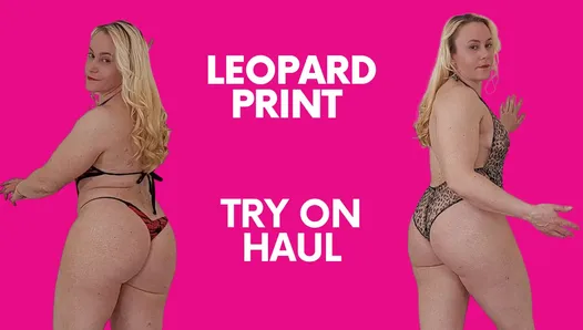 Leopard lingerie try on, nude video