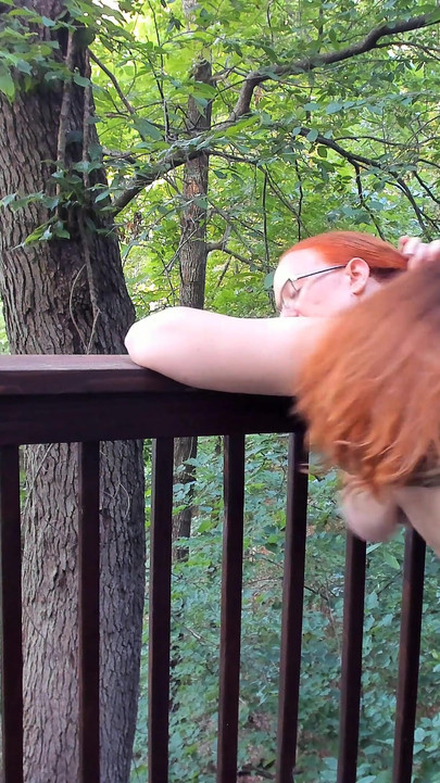 Sneaking Risky Public Trail Sex with a Redhead with Pigtails