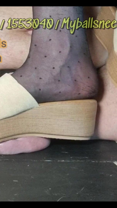 Powerful moment from "Platform slippers Ballcrushing and barefoot ballcrushing"