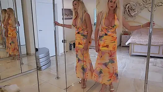 Kate Monroe tries on sexy dresses