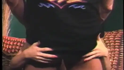 Hot blonde gets bent over and banged from the back by rocker
