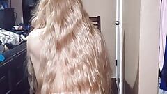 Nice girl play with but plug on shes ass long hair touch shes ass