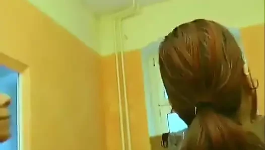 Two lesbians who can't resist and agree to jump on a long sex toy